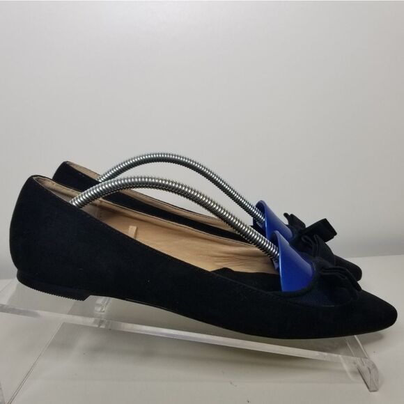 Lane Bryant Black Illusion Bow Flat Women 8W Ballet Faux Suede Flat  Pointed Toe - Picture 4 of 13